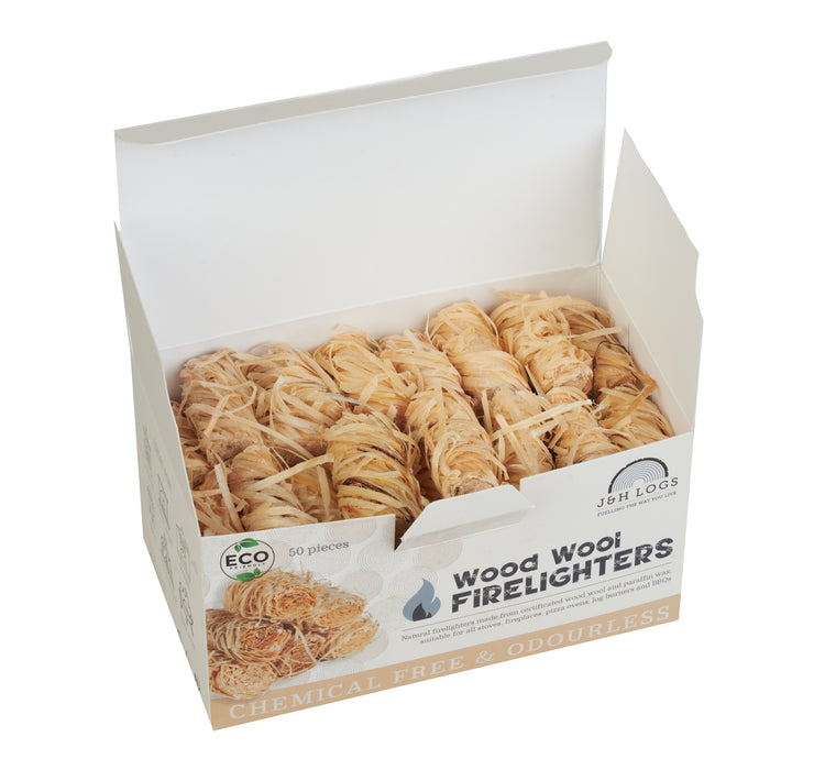 Wood Wool Eco Natural Firelighters Box of 50
