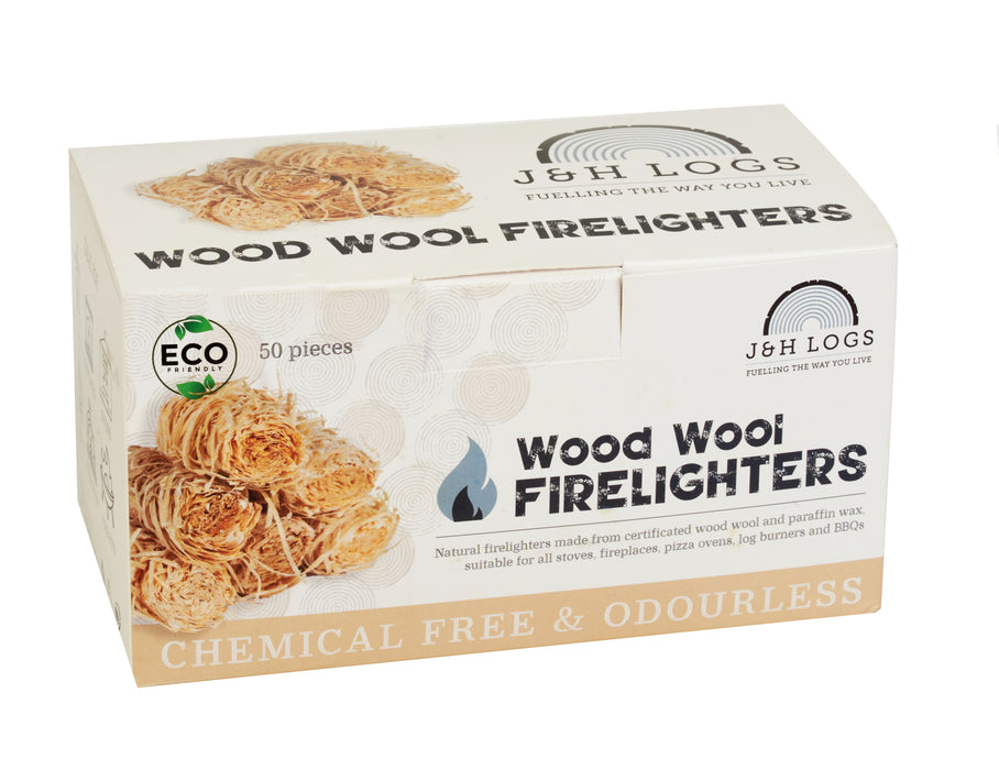Wood Wool Eco Natural Firelighters Box of 50