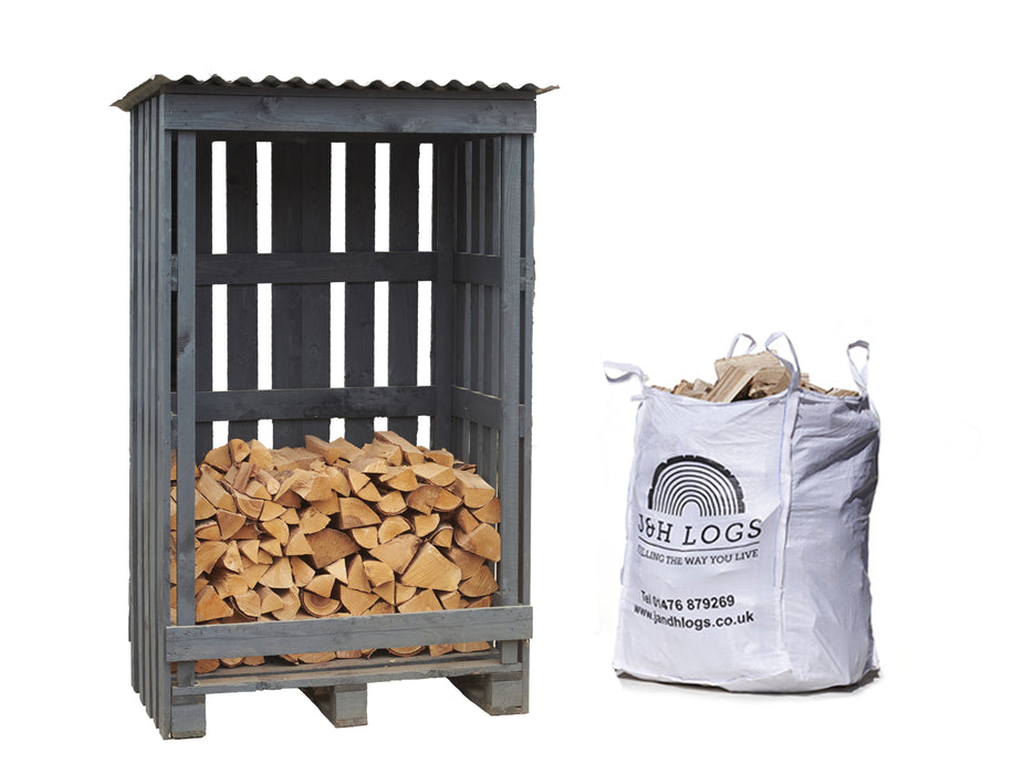 Wood Log Store with Corrugated Roof