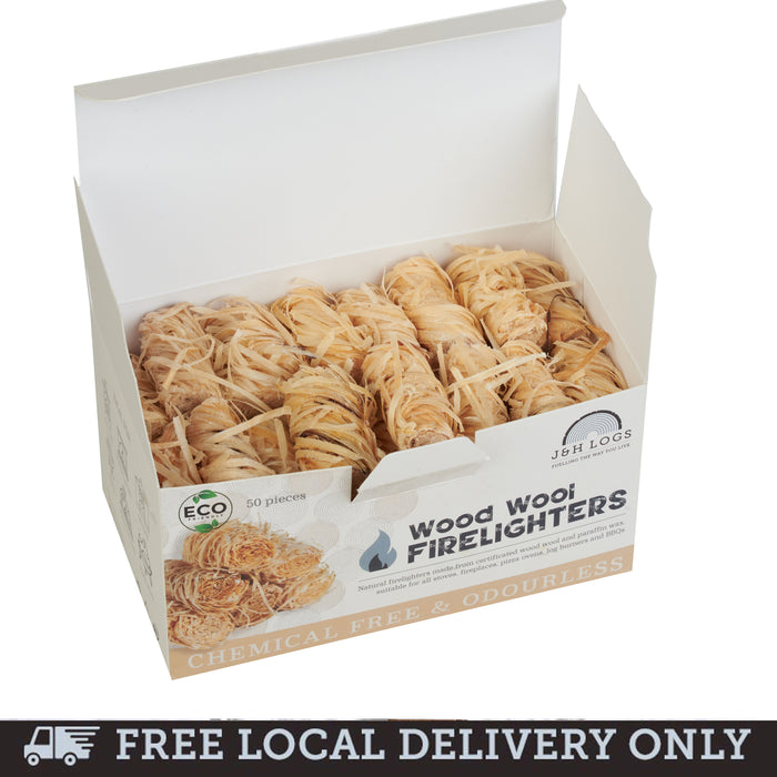 Wood Wool Eco Natural Firelighters Box of 50