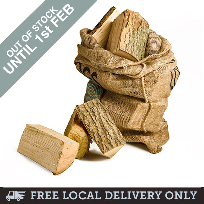 8"  Kiln Dried Hardwood Logs <br> Handy Net Bags