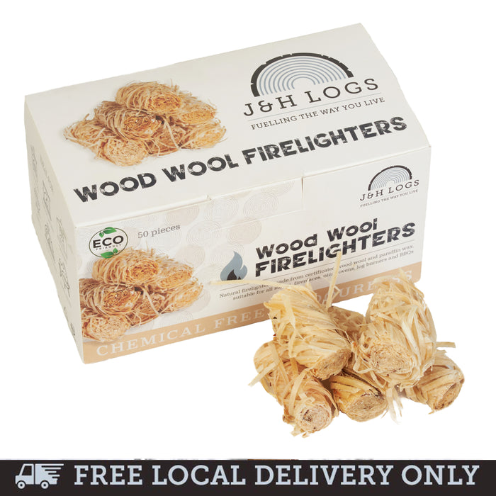 Wood Wool Eco Natural Firelighters <br> Box of 50